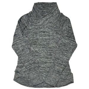ATHLETA Womens Techie Mock Cowl Neck Pullover Gray Heathered Thumbhole Medium
